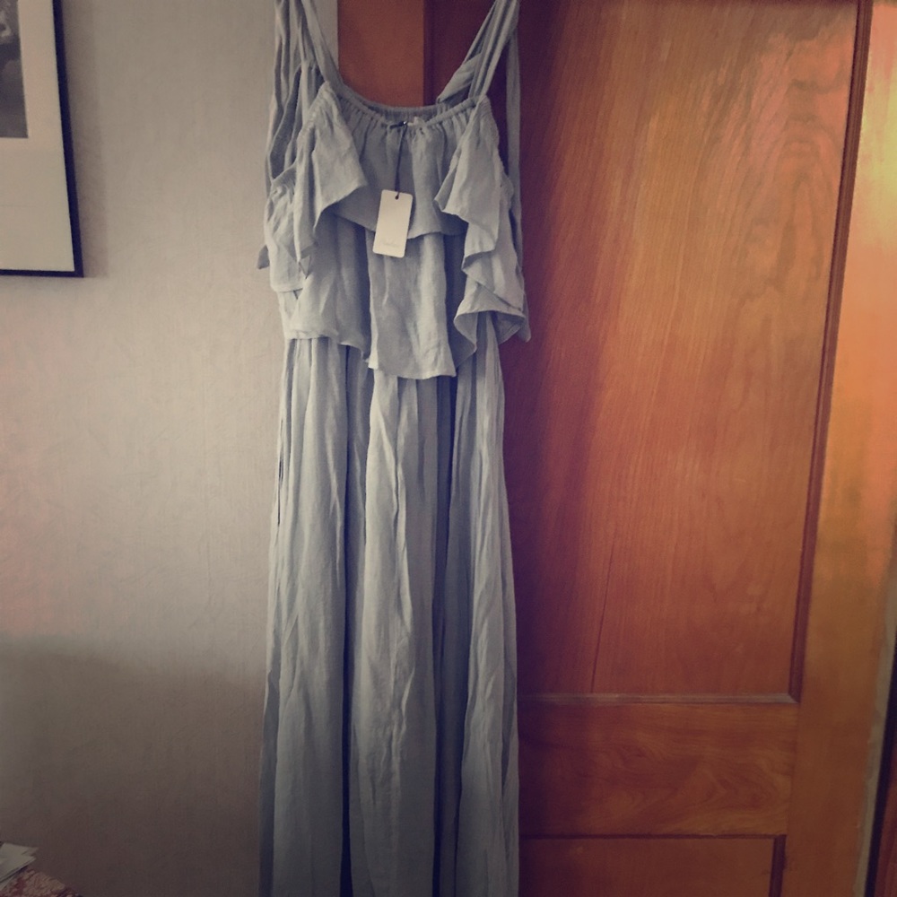 Off-the-Shoulder Pocketed Tie Maxi Dress- Large